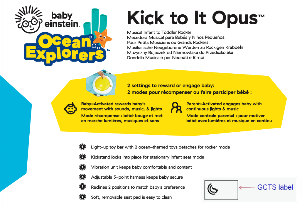 Baby Einstein Ocean Explorers Kick to It Opus™ Musical Infant to Toddler Rocker