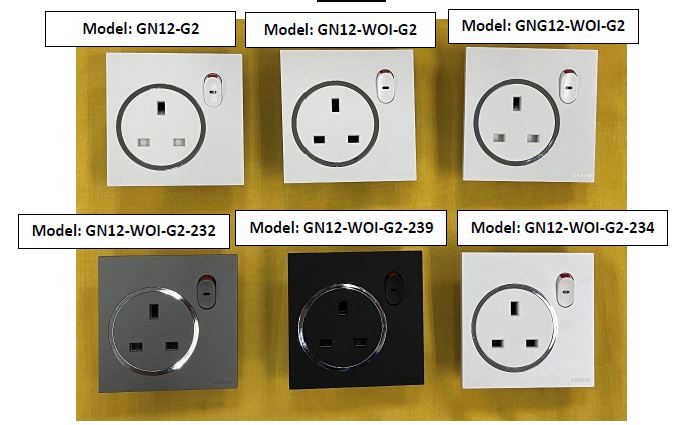 13A 250V~ 1 Gang Double Pole Switched Socket Outlets 